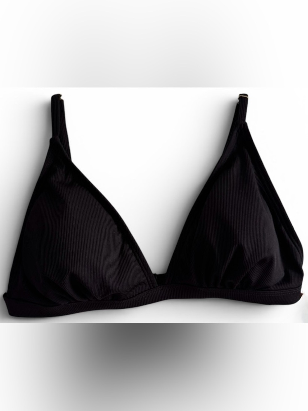 Shade & Shore Black Ribbed Triangle Bikini Top